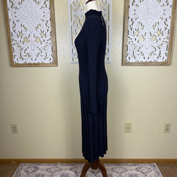 NWT Banana Republic | Navy Mock Neck Thick Knit Sweater Midi Dress Long Sleeve S - Picture 8 of 11